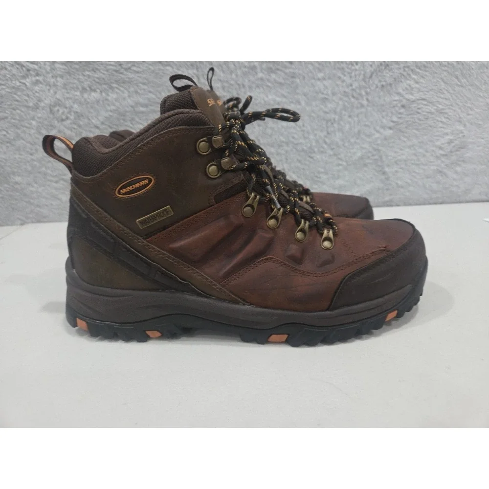 Skechers Traven Waterproof Hiking Boots, Brown Leather, Men's Sz 10